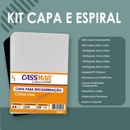Imagem de Kit 400 Capas E 4pc Espirais P/ Encadernação 14m-17m-20m-23m