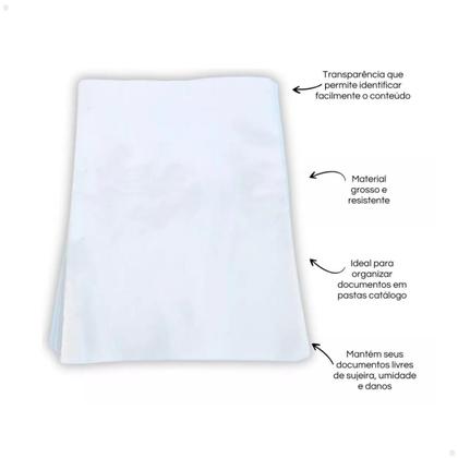 Imagem de Kit 400 Envelope Plástico Ofício P/ Pasta Catalogo 4 Furos Grosso - DAC