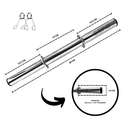 Imagem de Kit 40kg 16 Anilhas E Barras Com Presilhas Musculação