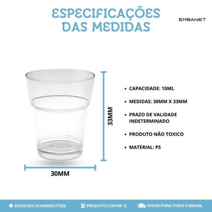 Imagem de Kit 40U Copinho 10ml Mini Sobremesa Doce Descartável Cristal