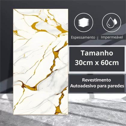 Imagem de Kit 44 Placas Adesiva 3D Revestimento de Parede Vinílico Marmorizado Lavável