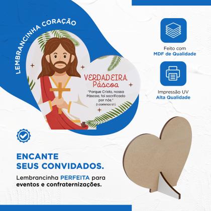 Imagem de Kit 45 Lembrancinhas Pascoa MDF Coracao Corte Fino