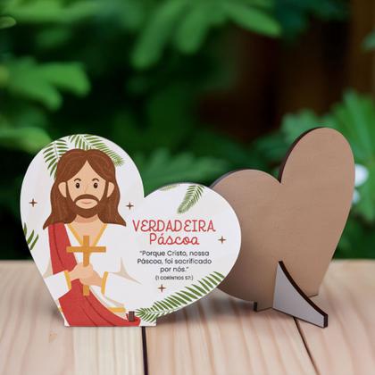 Imagem de Kit 45 Lembrancinhas Pascoa MDF Coracao Corte Fino