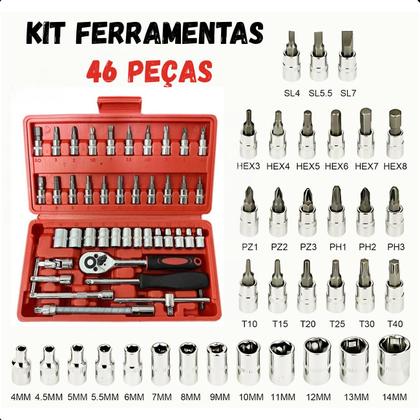 Imagem de Kit 46 peças com maleta resistente e prática.