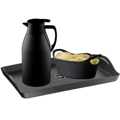 Imagem de Kit 48 Bandejas para Servir de Plástico Plus UZ Retangulares Pretas Café Restaurante Self Service