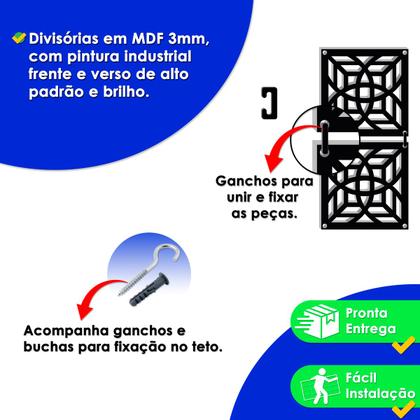 Imagem de Kit 48 Painel decorativo de MDF na cor preta divisória de ambiente painel premium cozinha escritório lavanderia