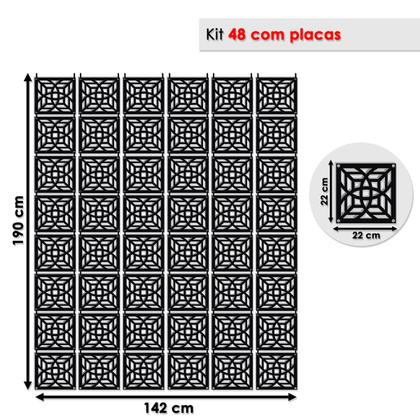 Imagem de Kit 48 Painel decorativo de MDF na cor preta divisória de ambiente painel premium cozinha escritório lavanderia
