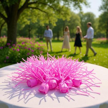 Imagem de Kit 48 Papel de Bala Seda Rosa Pink com 2 Franjas p/ Balas