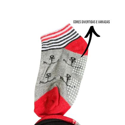 Imagem de Kit 48 Pares Meia Infantil Antiderrapante Menino 2 a 4 anos