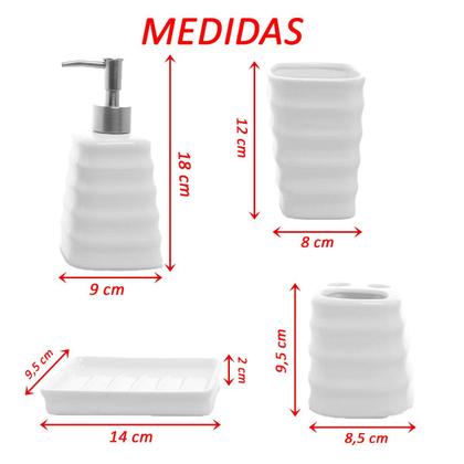 Imagem de Kit 4Pçs Banheiro Lavabo Luxo Modelagem 3D Premuim Cerâmica
