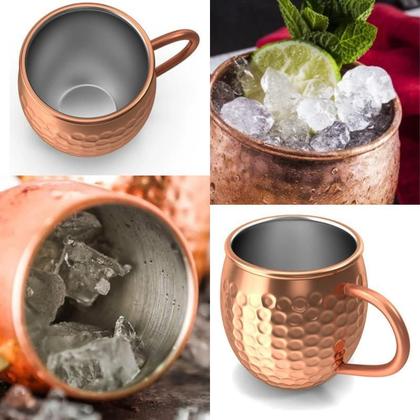 Imagem de Kit 4Un Copo Caneca Inox Para Drink Moscow Mule 450Ml Rosê