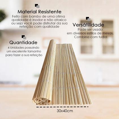 Imagem de Kit 4UN Jogo Americano Bambu Mesa Jantar Sala Restaurante