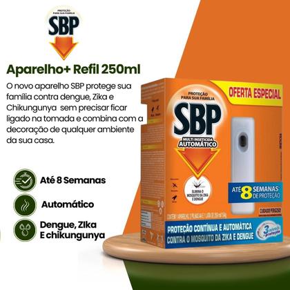 Imagem de Kit 4x Aparelho Inseticida Automático SBP + Refil 250ml