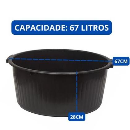 Imagem de Kit 4x Bacia Plastico Grande Reforçada Multiuso C Alça 67l Gigante
