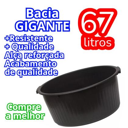 Imagem de Kit 4x Bacia Plastico Grande Reforçada Multiuso C Alça 67l Gigante