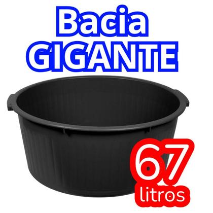 Imagem de Kit 4x Bacia Plastico Grande Reforçada Multiuso C Alça 67l Gigante