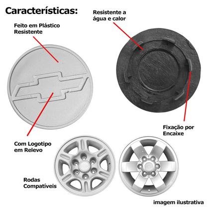 Imagem de Kit 4x Calota Centro De Roda Chevrolet Silverado 63mm Prata