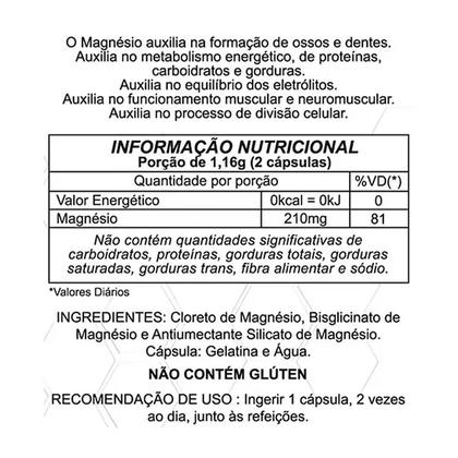 Imagem de Kit 4x Cloreto de Magnésio P.A Original 100% Puro Suplemento Alimentar Natural 210mg 60 Capsulas