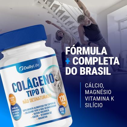 Imagem de Kit 4x Colágeno Tipo 2 Não Desnaturado com Cálcio, Magnésio 120 Cápsulas Suplemento Alimentar Sem Glúten