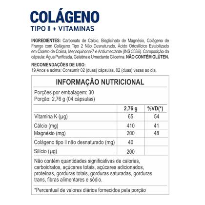 Imagem de Kit 4x Colágeno Tipo 2 Não Desnaturado com Cálcio, Magnésio 120 Cápsulas Suplemento Alimentar Sem Glúten