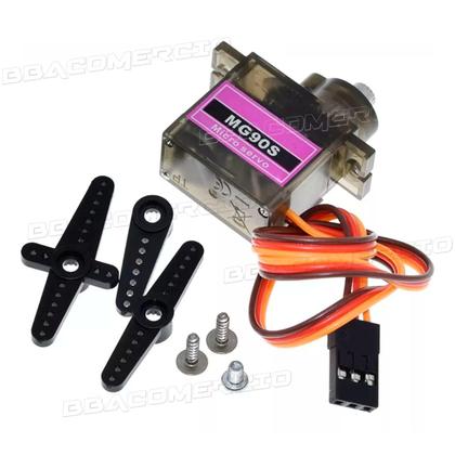 Imagem de Kit 4x Servo Motor Mg90s Com Engrenagem em Metal 90º 180º