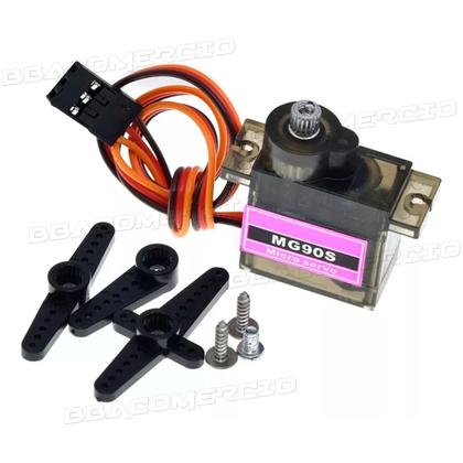 Imagem de Kit 4x Servo Motor Mg90s Com Engrenagem em Metal 90º 180º
