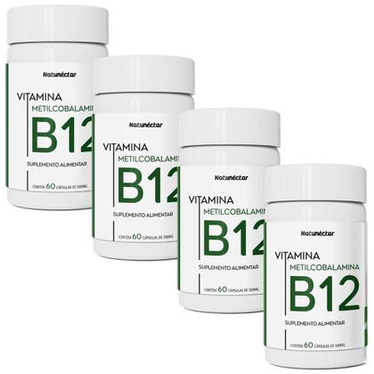 Imagem de Kit 4x Vitamina B12 Metilcobalamina 60 Cápsulas Natunéctar Comprimidos 9,9mcg Suplementos 