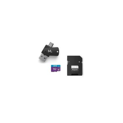 Imagem de Kit 4x1 Adaptador USB Dual Drive + Adaptador SD + Cartão Memória C10 16GB Multilaser - MC150