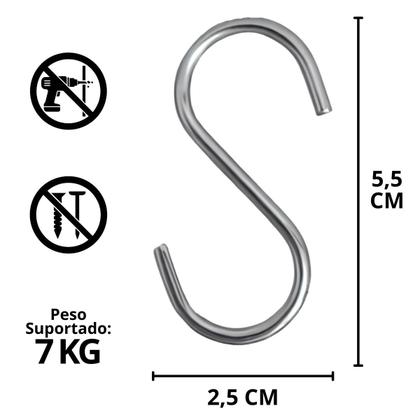 Imagem de KIT 5 a 10 Ganchos Em Forma de S Armazenamento Suspenso Aço Inox para Toalhas Bolsas Roupa Cozinha