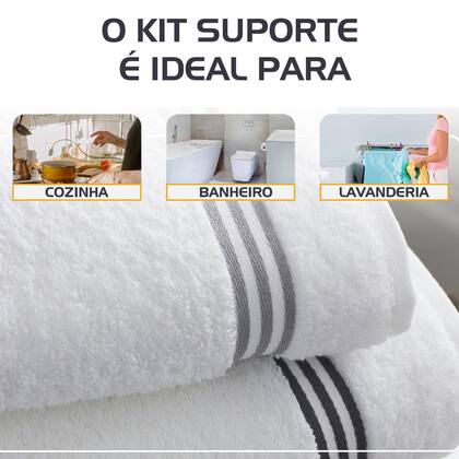 Imagem de Kit 5 Acessórios P/ Banheiro Embralumi Toalheiro Suporte