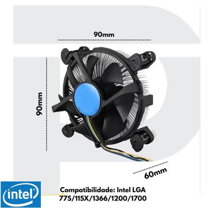 Imagem de Kit 5 Air Cooler Intel Lga 775 115x 1366 1200 1700 Atacado