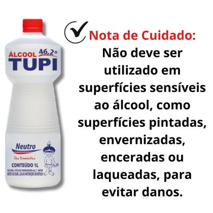 Imagem de Kit 5 Álcool Líquido 46,2 TUPI 1L Neutro Limpeza Eficiente Secagem Rápida Perfume Duradouro