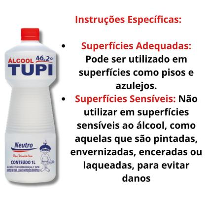 Imagem de Kit 5 Álcool Líquido 46,2 TUPI 1L Neutro Limpeza Eficiente Secagem Rápida Perfume Duradouro