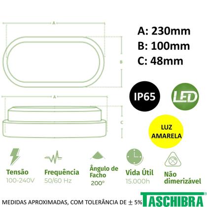 Imagem de Kit 5 Arandela Tartaruga Led Preta Ip65 32w Branco Quente 3000K
