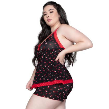 Imagem de Kit 5 Baby Doll Plus Size Vekyo Feminino Liganete e Renda Estampado