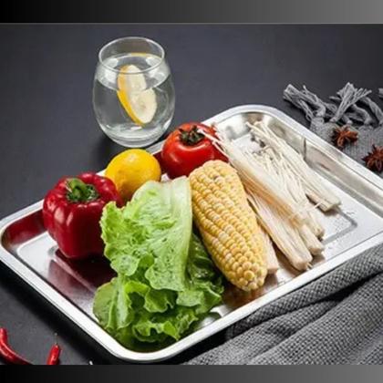 Imagem de Kit 5 Bandeja Inox Rasa Retangular 50X40 Multi Uso Grande