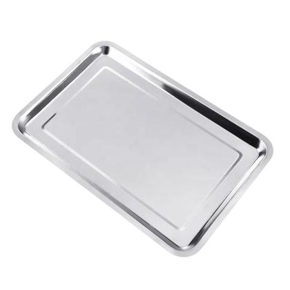 Imagem de Kit 5 Bandeja Inox Rasa Retangular 50X40 Multi Uso Grande