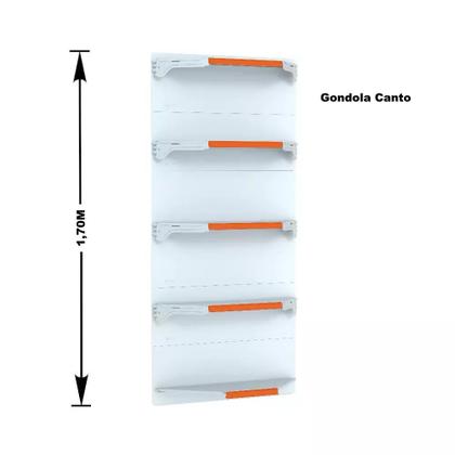 Imagem de Kit 5 Bandejas Para Gondola Canto 170 Fit 40/60 Branco Pe Laranja