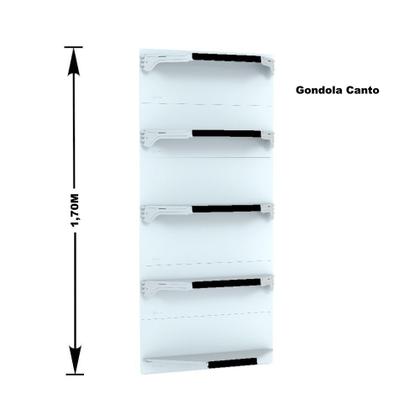 Imagem de Kit 5 Bandejas Para Gondola Canto 170 Fit 40/60 Branco Pe Preto