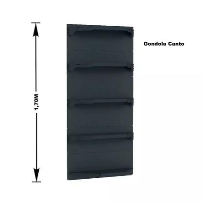 Imagem de Kit 5 Bandejas Para Gondola Canto 170 Fit 40/60 Preto Sp Etiqueta