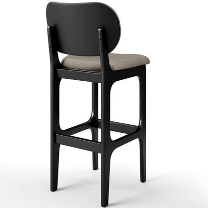 Imagem de Kit 5 Banquetas Alta Betta Preto Linho Bege
