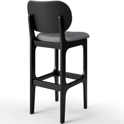 Imagem de Kit 5 Banquetas Alta Betta Preto Linho Cinza Escuro