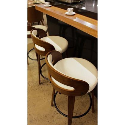 Imagem de Kit 5 Banquetas para Cozinha Altas Giratórias Madeira Roma Rivatti