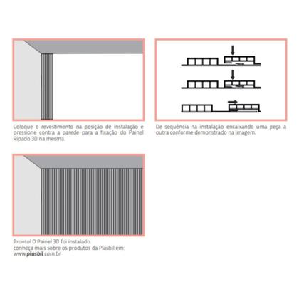 Imagem de Kit 5 Barras Painel Ripado Pvc 3d Relevo Barra 2,70x0,25