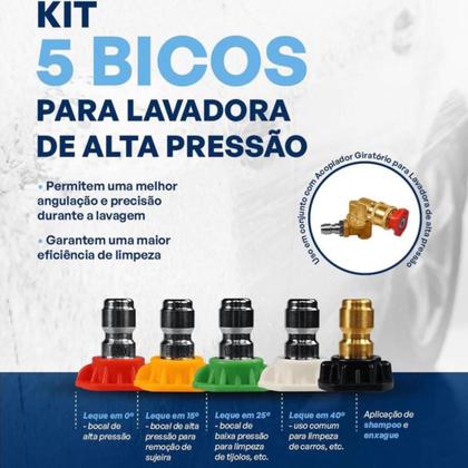 Imagem de Kit 5 Bicos Lavadora Alta Pressão Pistola Pro Vonixx
