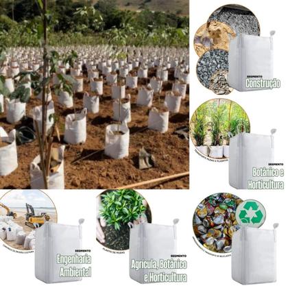 Imagem de Kit 5 Big Bag Saco Grande 1000Kg Jumbo Reforçado Para Grãos, Areia, Construção, Reciclagem, Obra  Alta Resistência, Reutilizável, Com Alça