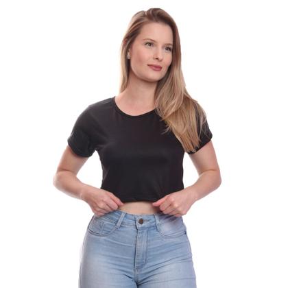 Imagem de Kit 5 Blusas Cropped Blusinha Camiseta Feminina Lisa