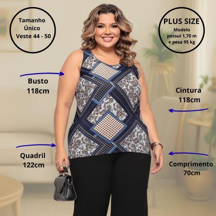 Imagem de Kit 5 Blusas Feminina Plus Size Liganete Regata Estampada