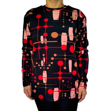 Imagem de Kit 5 Blusas Femininas G. Careca Manga Longa Soltinhas Estampas Sortidas Malha Crepe Pp ao Plus Size