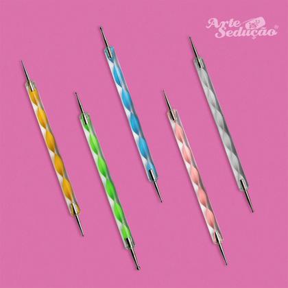 Imagem de Kit 5 Boleadores com Ponta Dupla Decoração de Unhas Pontilhismo Manicure